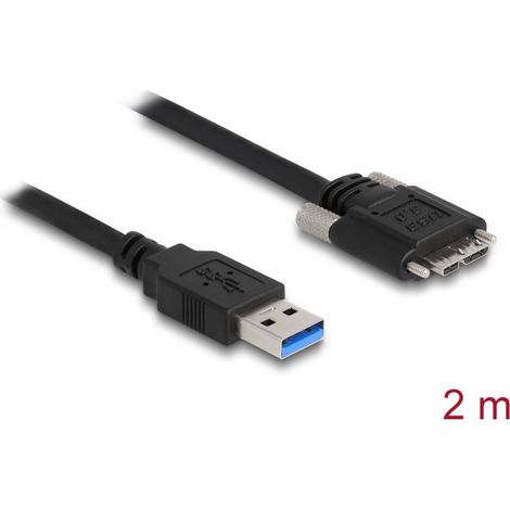 Delock Cable USB 3.0 Tipo A macho a Tipo Micro-B macho con tornillos 2 m
