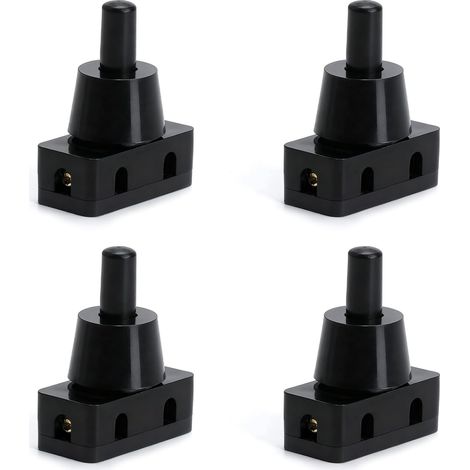 4pcs interrupteurs à bouton-poussoir 250V 10A IP20 pressostats intégré mini-pressostat avec écrou pressostat encastrable 1 pôle pour lampes de table appareils électroménagers meubles noir (1/5)