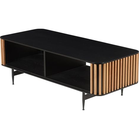 Table basse rectangulaire 120x50x40 cm naturel et noir - LUNYA