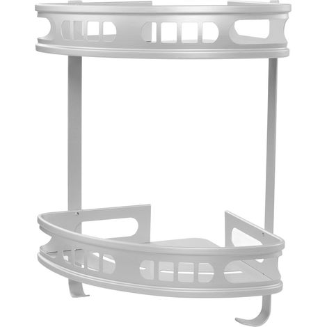 Ensemble de 2 étagères d'angle pour douche, design triangulaire, fixation murale, alliage d'aluminium robuste, multifonctionnelles (1/5)