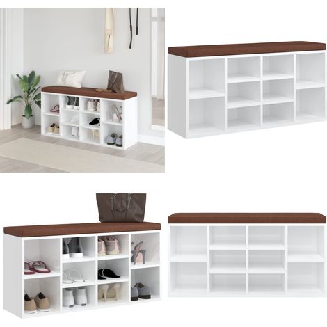 Schuhbank Hochglanz-Weiß 103x30x48 cm Holzwerkstoff - Schuhschrank - Schuhbank - Garderobe - Einbauschrank - Stauraum - Home & Living (1/5)