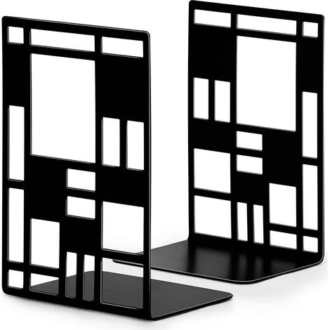 Serre-livres - supports d'étagère - serre-livres robustes - supports décoratifs pour intercalaires de livres - une paire de serre-livres robustes en métal noir - noir (1/3)