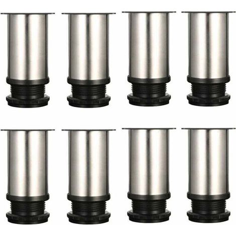 8er-Set Möbelfüße, verstellbare Möbelfüße – verchromtes Metall – verstellbare Höhe (insgesamt 80 – 95 mm) (1/4)