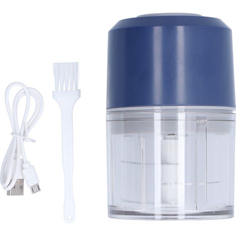 Mini-hachoir électrique à ail sans fil USB rechargeable bleu, hachoir portable pour aliments (1/5)