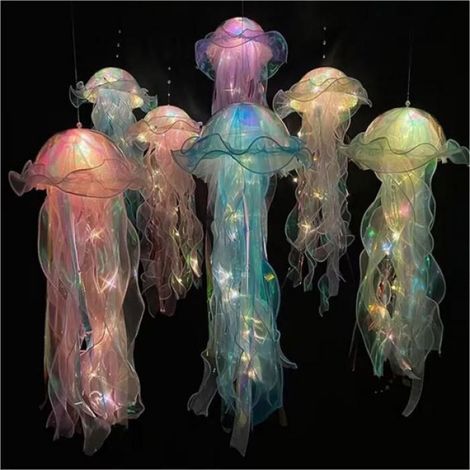 Lampe Méduse - Veilleuse Portable Suspendue - Décoration Chambre Intérieur Extérieur - Lot de 5 Pièces (1/5)