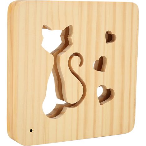 Lampe de chevet LED 3D en bois motif cœur, éclairage d'ambiance pour chambre à coucher ou salle à manger (1/5)