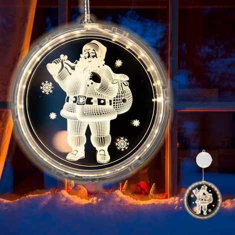 Lumière de Fenêtre Décorative de Noël, Lumières de Ventouse de Noël, Lumineuse Fenêtre Suspendue, Decoration Lumineuse Noel Vitre Noel, LED de Noël à Suspendre pour Intérieur Extérieur (1/5)