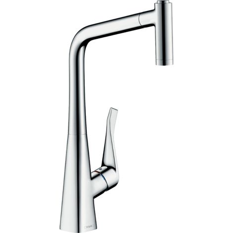 Hansgrohe – Mitigeur cuisine douchette extractible – Bec orientable 110°/150° – Raccordement haute pression – Support aimanté MagFit