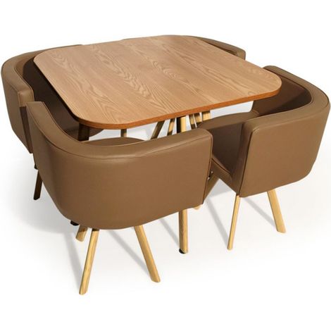 Ensemble Table de Repas & 4 Chaises Design "Norway" Taupe