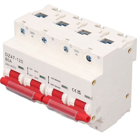 Disjoncteur miniature à verrouillage, commutateur de transfert de puissance double avec barre omnibus 2P+2P CA 240‑400 V 80 A (1/5)