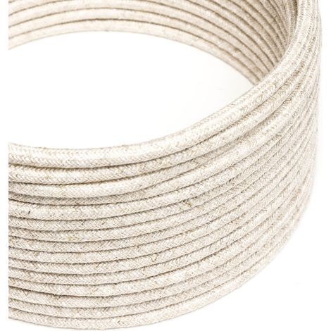 Creative-Cables Cavo elettrico lino, Naturale Neutro, 1 m, Sezione 2 x 0,75 mm², Rotondo