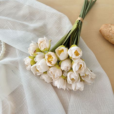 1 Bunch Artificial Tulip Flower for Home Decoration and Photography,White (1/5)