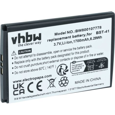 vhbw Akku Ersatz für Sony BST-41 für Handy Smartphone Telefon (1700 mAh, 3,7 V, Li-Ion) (1/5)