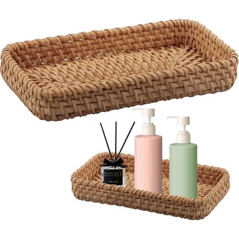 Plateaux de rangement rectangulaires pour salle de bain, petit panier décoratif pour toilettes, salon ou bureau. Élégant et dura - A (1/5)
