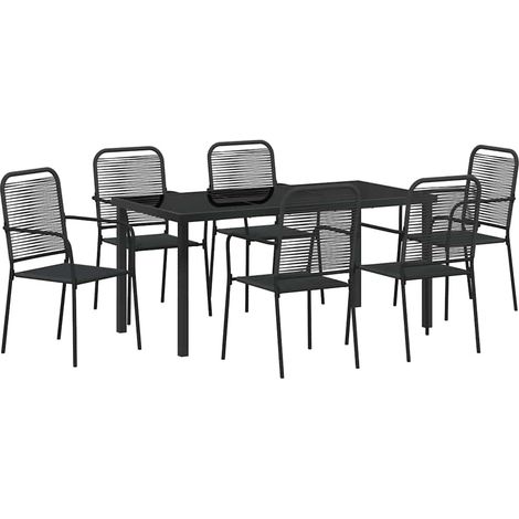 Maison Exclusive - Ensemble de salle à manger pour jardin 7 pcs Noir (1/5)