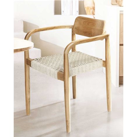 Kimo - Chaise en teck massif et corde beige marron (1/5)