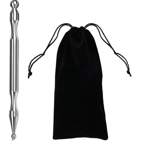 Pluma de acupuntura, diseño de doble punta, material de acero inoxidable, 1 pluma con estuche de transporte (1/2)