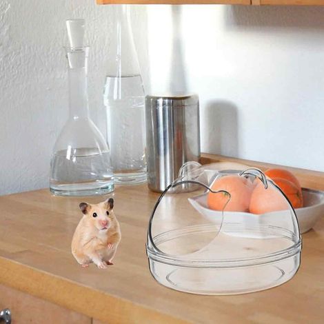 1 pièce Salle de bain pour hamster, PP transparent, 3 tailles (petit/moyen/grand), fond profond anti-sable, couvercle amovible (1/5)
