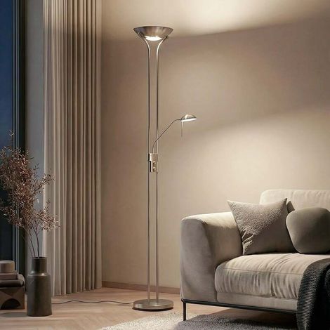 [GEBRAUCHT] B-Ware Lindby LED Stehleuchte Josefin dimmbar Leselicht Lampe nickel satiniert 180cm (1/2)