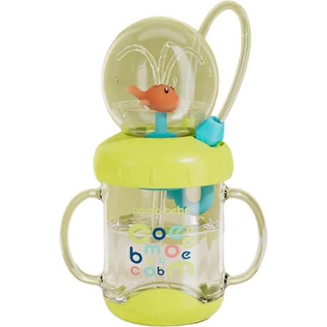 Gobelet fontaine baleine avec poignée 220 ml, gourde anti-fuite avec paille, motif baleine. (1/5)