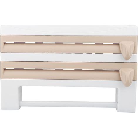Étagère de rangement multifonctionnelle, porte-rouleau de papier essuie-tout, outil de découpe pour film alimentaire et papier (1/5)