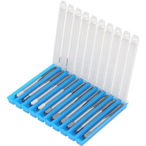 10 tarauds machine W6542 en acier rapide, pas métrique M6, double cône, cannelures droites, lot de 10 pièces pour perçage précis (1/5)