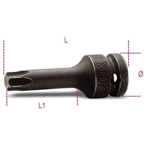 Beta 720TX 50 - Chiavi a bussola maschio per viti con impronta Torx con attacco quadro femmina 1/2" fosfatate