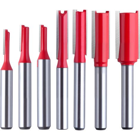 7Pcs coupe droite embout routeur 1/4" tige embout routeur droit embout routeur pour le travail du bois embout routeur 1/8",5/32",3/16",1/4",5/16",3/8",1/2" diamètre de coupe coupe coupe (1/4)