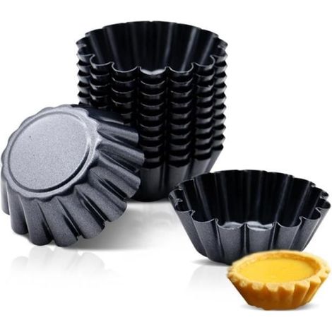 Moules à tartelettes - Lot de 12 - Acier au carbone - Antiadhésifs - Réutilisables (1/4)