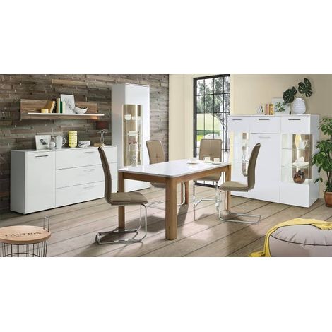 Comedor completo BABA roble claro y blanco