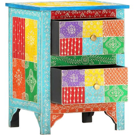 Maison Exclusive - Handbemalter Nachttisch 40×30×50 cm Mango Mass (1/5)