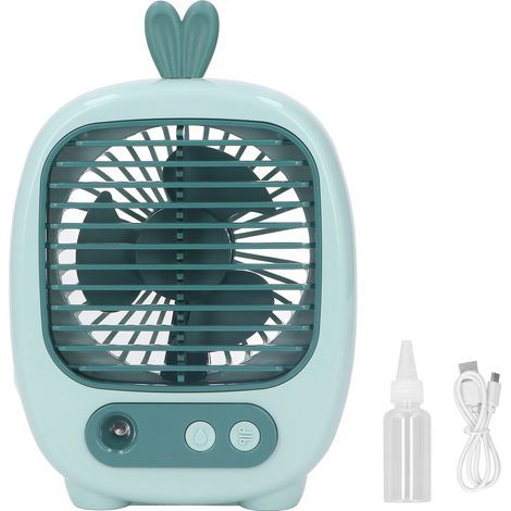 Petit ventilateur de bureau à 3 vitesses avec fonction humidificateur, batterie 1200 mAh rechargeable par USB, idéal pour le bureau, la famille et les voyages (écologique).-AquaForge (1/5)