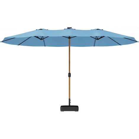 Doppelter Gartenschirm 5x3m mit Ständer, Kurbel und blauem UV-Schutz