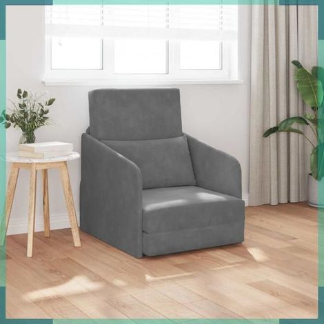 Canapé-lit - 4106649 - Velours gris foncé - 65 x 80 x 83 cm - Structure métal (1/5)