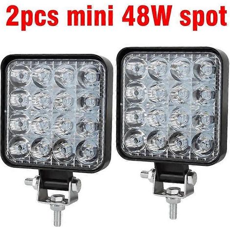 Projecteur de travail OKEEN 27W 16 LED pour voiture, tracteur, bateau, camion, 4x4, SUV, quad, tout-terrain, LED 3030, antibrouillard, phare, projecteur, 12V/24V, 2 mini projecteurs 48W (1/5)