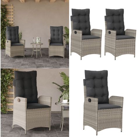 Chaises inclinables jardin lot de 2 et coussins résine tressée - Coussin de jardin - Chaise de jardin avec dossier réglable (1/5)