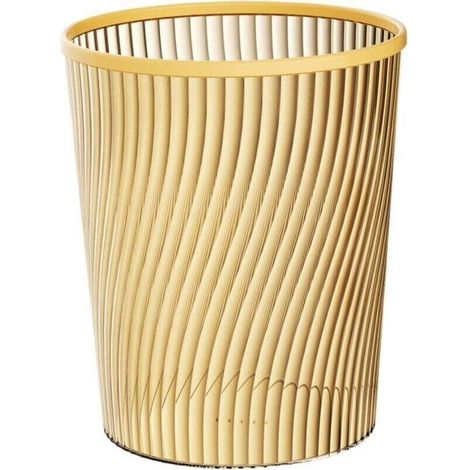 Gold PET Desktop Trash Can 8.4x9.8 Inches with Clamping Ring Perfect for Living Room Bedroom Bathroom (1/4)