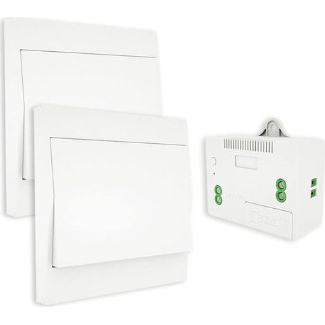 RF433 Interrupteur sans Fil, sans Pile, télécommande Murale Va et Vient, Interrupteur Mural Auto alimenté, sans câblage, émetteur pour Panneau Mural (kit à 2 Voies), intérieur extérieur étanche (1/5)