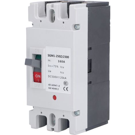 Disjoncteur CC 2P, boîtier moulé, interrupteur pour énergie solaire 500 V 160 A