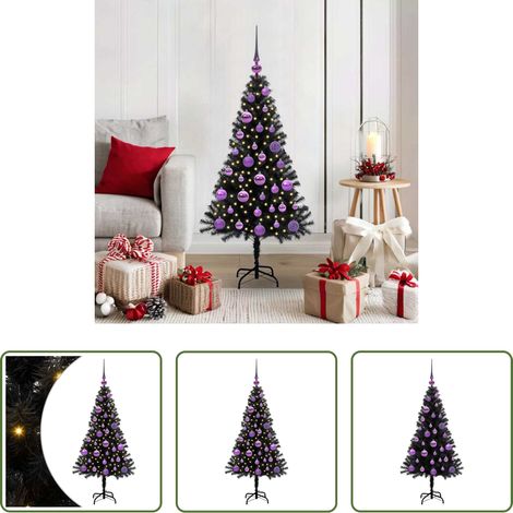 LED-Beleuchtung - Weihnachtsbaum mit 150 LEDs mit Ständer Schwarz 120 cm PVC (1/5)