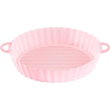 Pot en Silicone pour Friteuse à Air (20cm) Reusable Silicone Basket Panier Friteuse en Silicone Air Doublure de Four à Friteuse Accessoires pour four plaque à gâteau à micro-ondes (rose) (1/2)