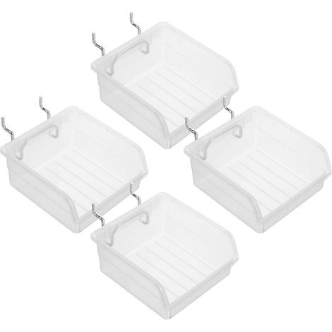 Ensemble de 4 boîtes de rangement à panneaux perforés pour ateliers, garages, abris à outils et objets divers support de rangement mural à panneaux perforés. (1/5)