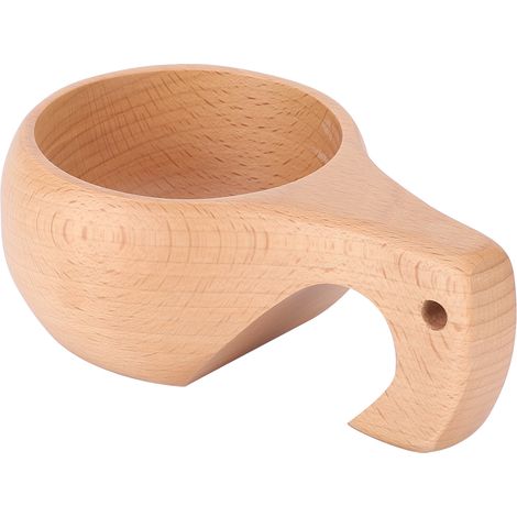 Kuksa handgefertigter Becher aus Buchenholz, natürlicher Kaffee-/Teebecher, Elefanten-Wasserbecher, 8 cm, 172 g, 1 Stück, ideal für Picknicks (1/5)