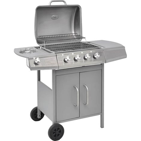 Gas Barbecue Grill 4+1 Cooking Zone Silver vidaXL (1/5)