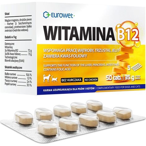 Eurowet Witamina B12 trzustka/jelita pies/kot 50szt