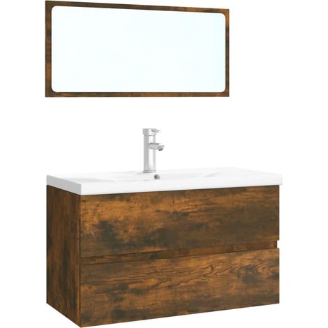 Meubles de salle de bain Chêne fumé Bois d'ingénierie (1/5)