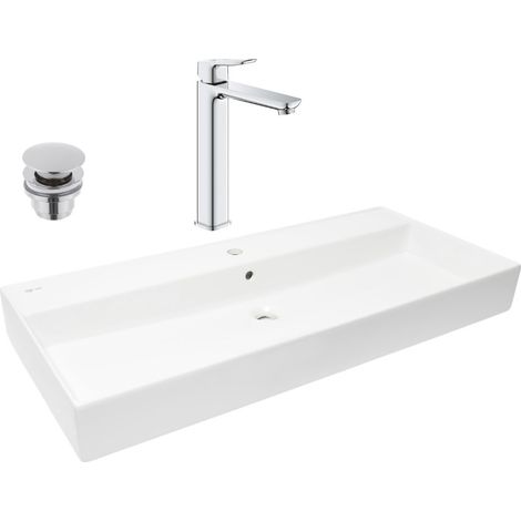 QUICKFIX DICE miscelatore per lavabo, misura XL + Lavabo Swiss Aqua Technologies 100,4x46,5 cm (BA3-G1018920000-06) (1/5)
