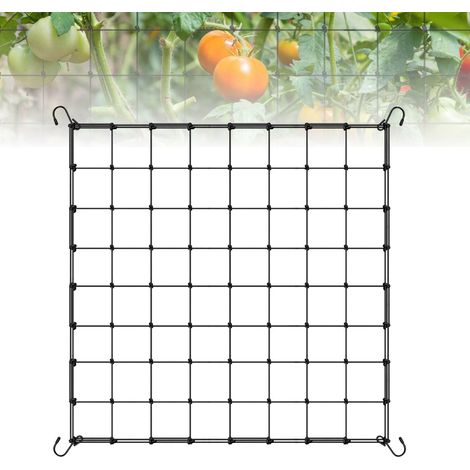 Scrog - Grow Net - 90 x 90 cm - With 4 Stainless Steel S-Hooks - For Grow Tents - Can be used as a storage net for vegetables, fruits, and flowering plants - Can be (1/5)