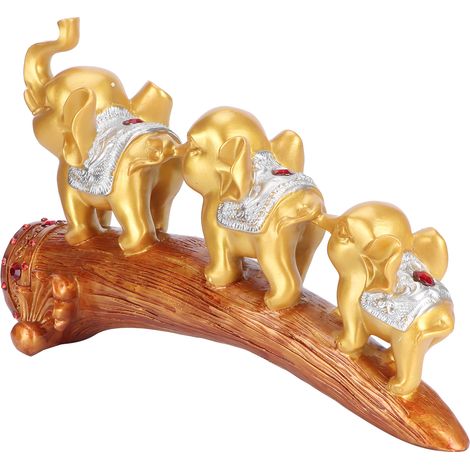 Statue d'Éléphant en Résine Synthétique Dorée - Décoration de Bureau Moderne et Design