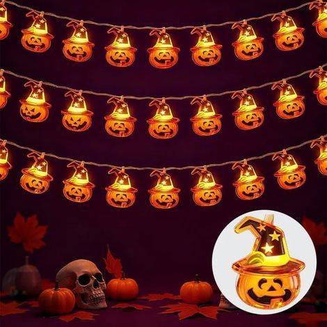 TRAHOO-Guirlande Lumineuse Halloween 3m 20 LED, Lumières 3D Citrouille & Fantôme Étanche à Piles, Idéale pour Décoration Exté[J292] (1/5)